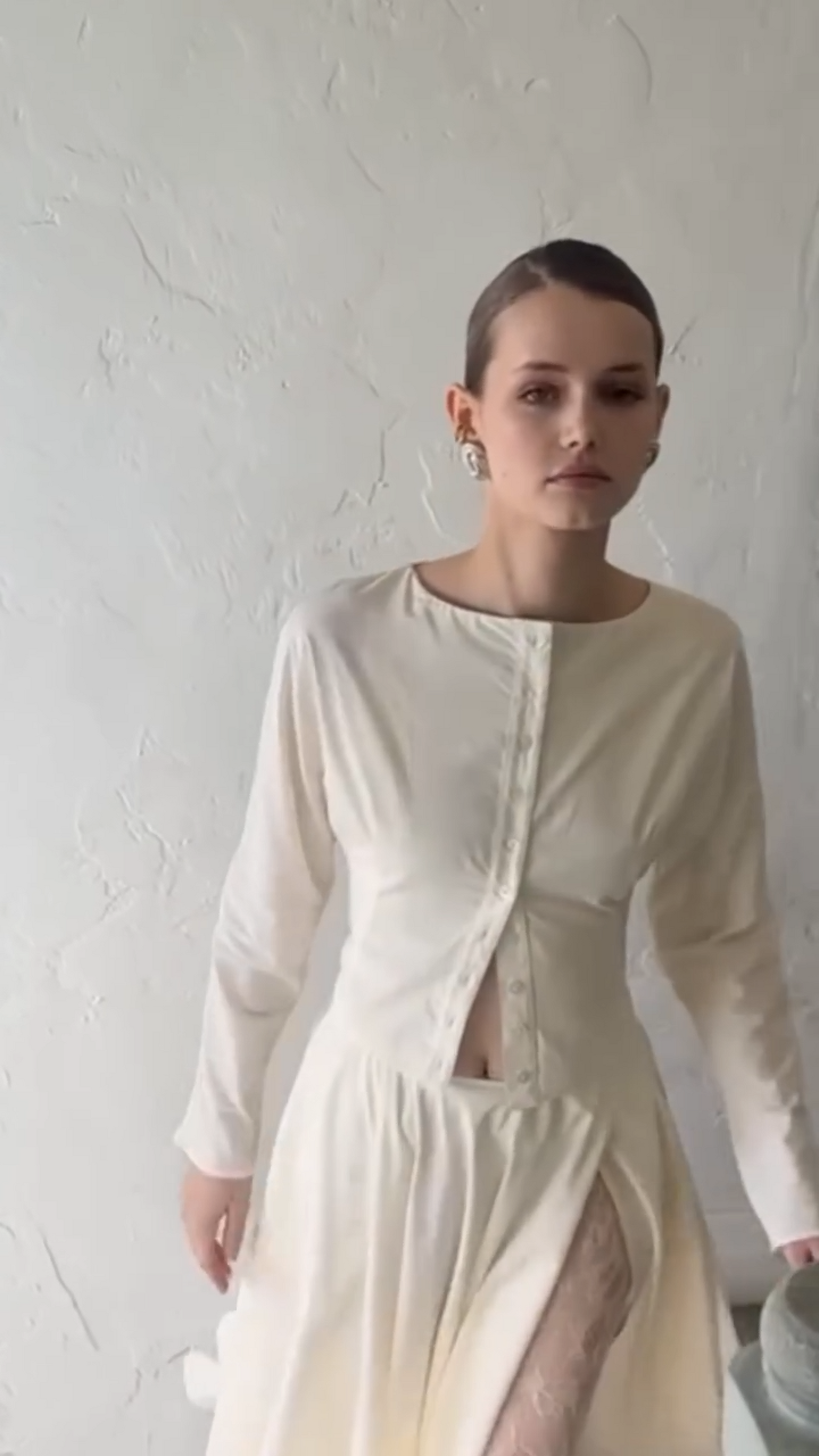 Cutout Button-Up Top & Midi Skirt Co-ord Set