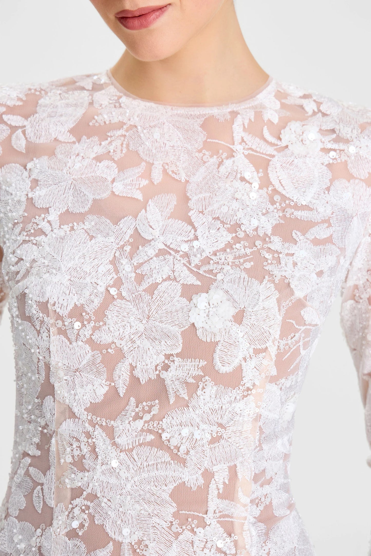 Sasha White Embroidered Mesh Bodycon Maxi Dress