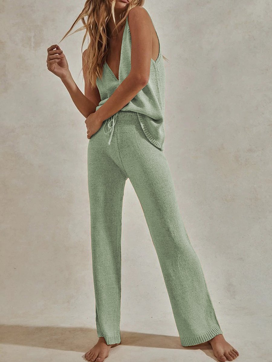 Women's Fashion Casual Knitted Shorts Suit