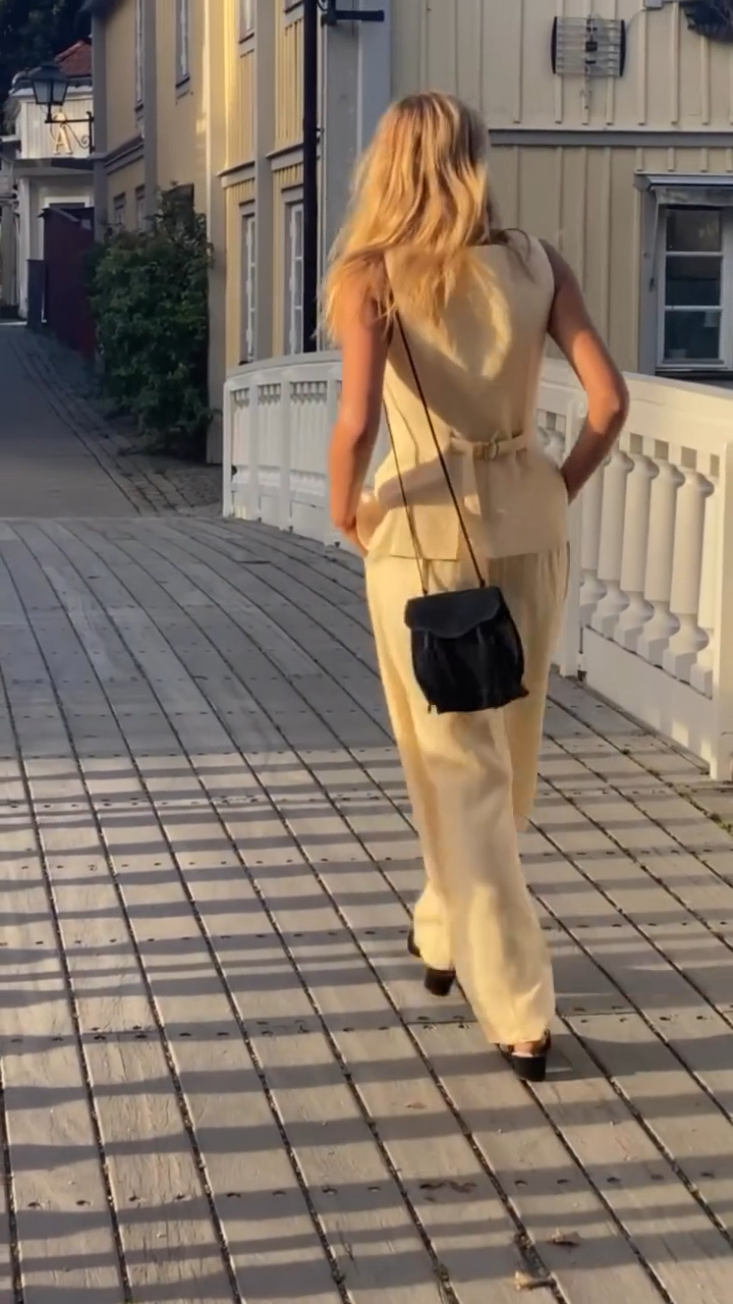 Linen Blend Button-Up Vest & Wide-Leg Pants Co-ord Set