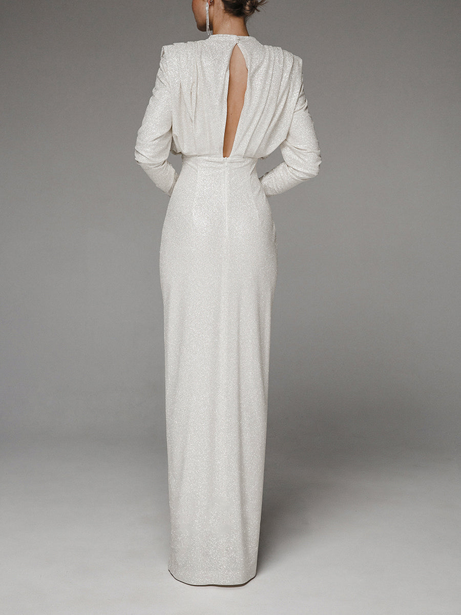 Shiny and elegant slim dress with slits