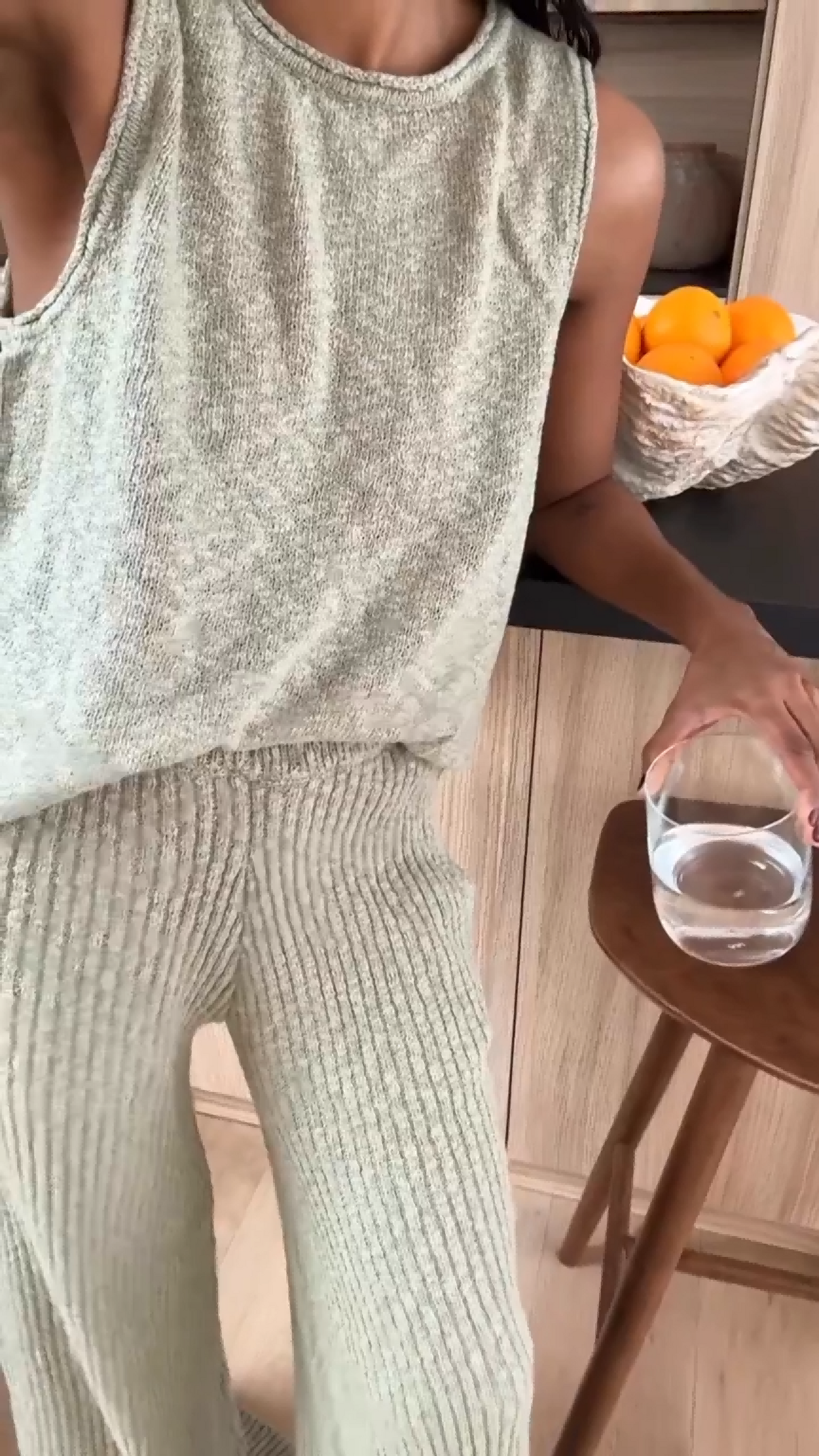 Sleeveless Knit Top & Flare Pants Co-ord Set