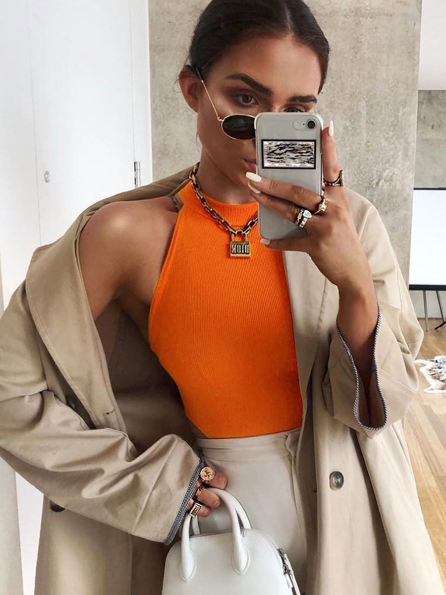 Wavy Sleeveless High Waist Bodysuit