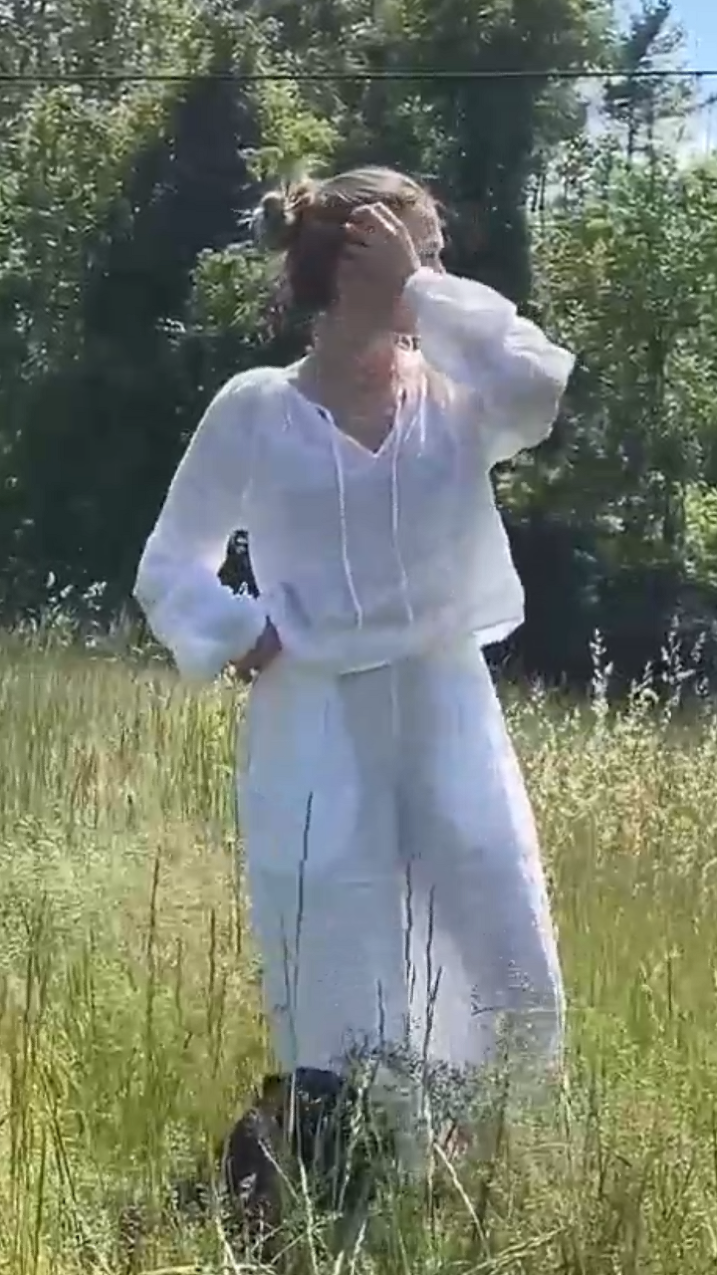 Linen Blend V-Neck Top & Wide-Leg Pants Co-ord Set