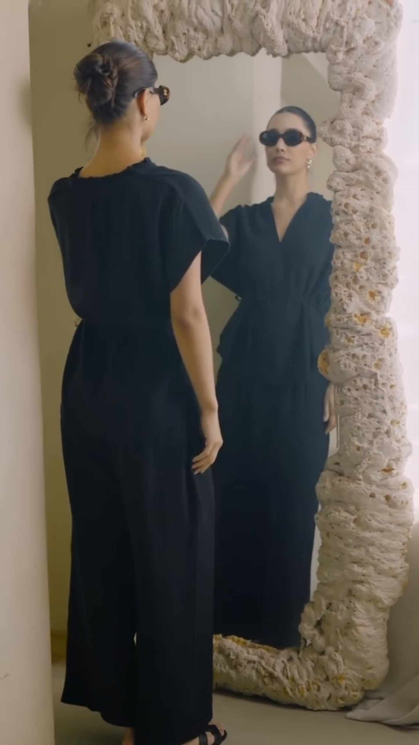 Textured Tie-Waist Top & Wide-Leg Pants Co-ord Set