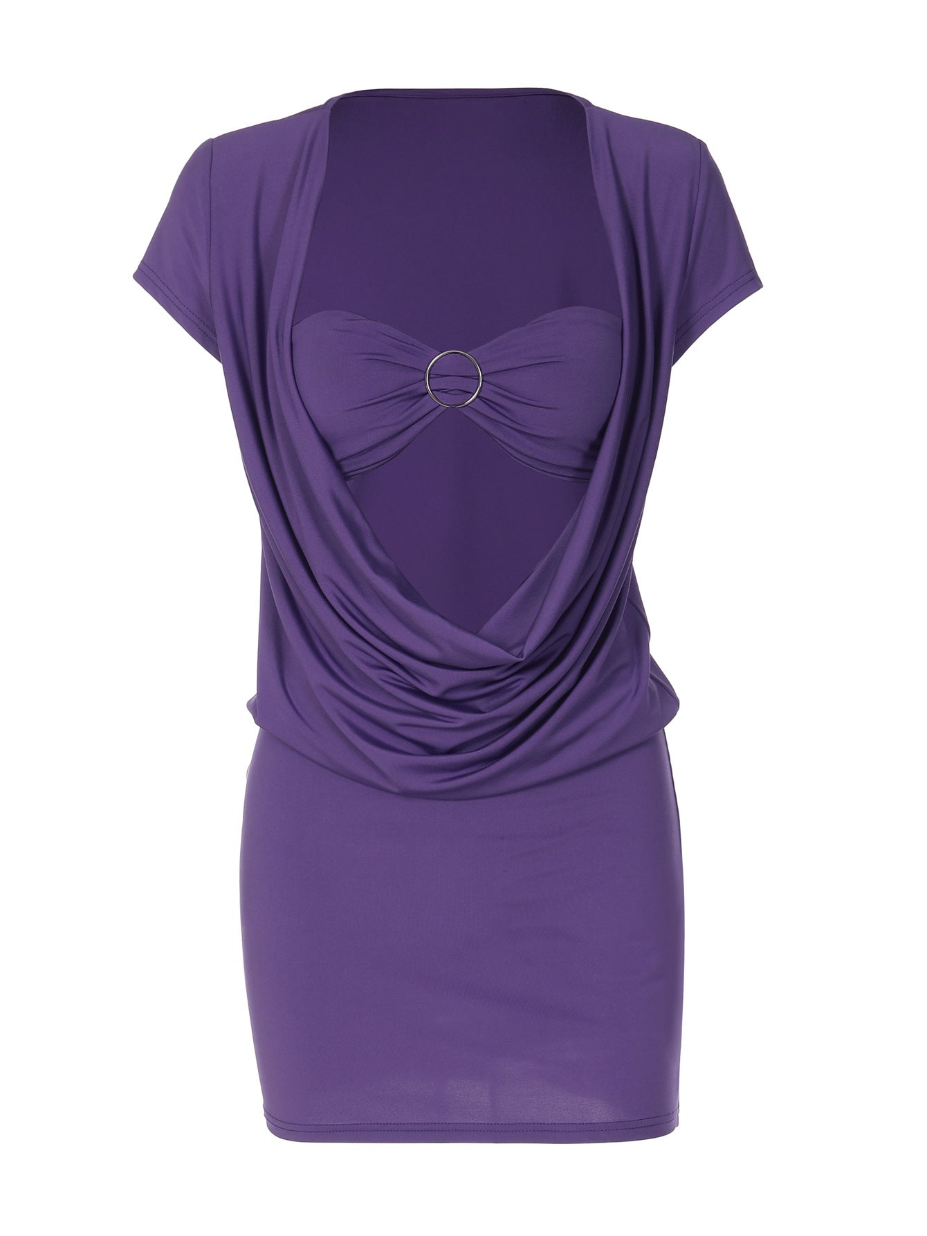 Purple Cutout Ruched Bodycon Mini Dress