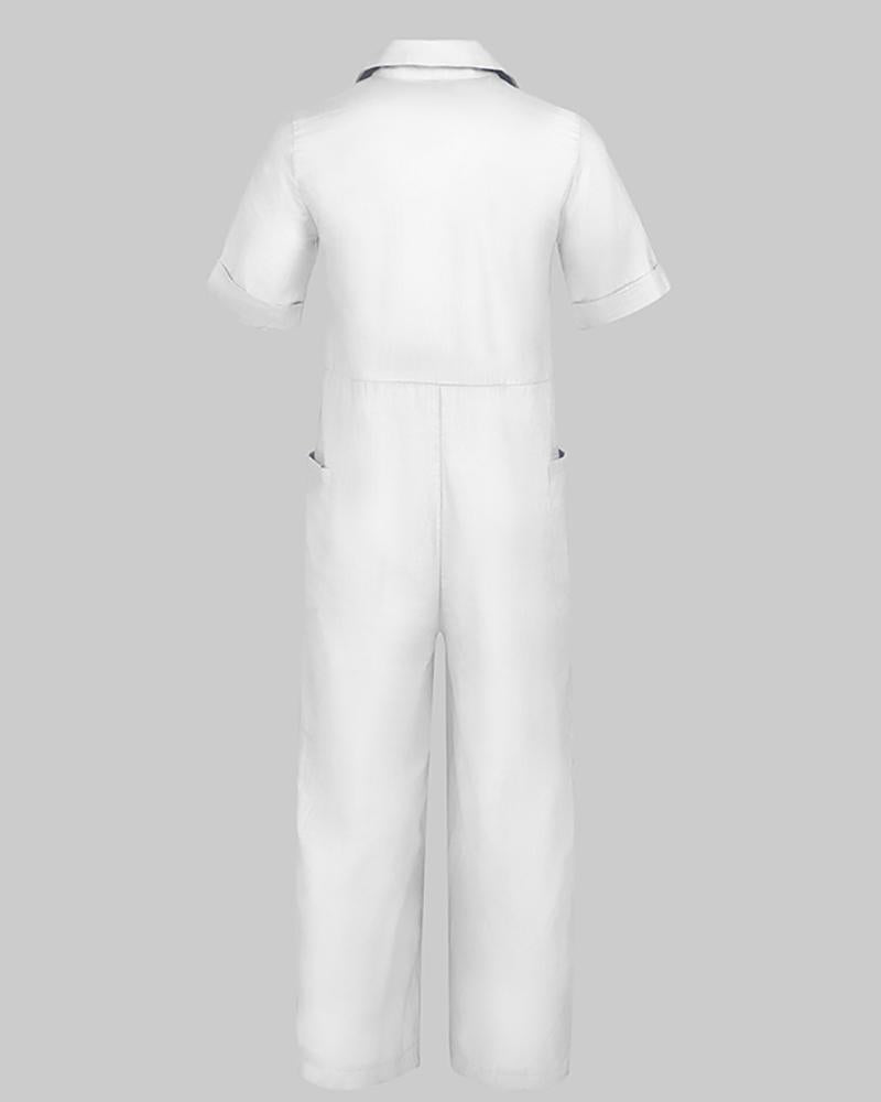 Casual jumpsuit with pockets and buttons