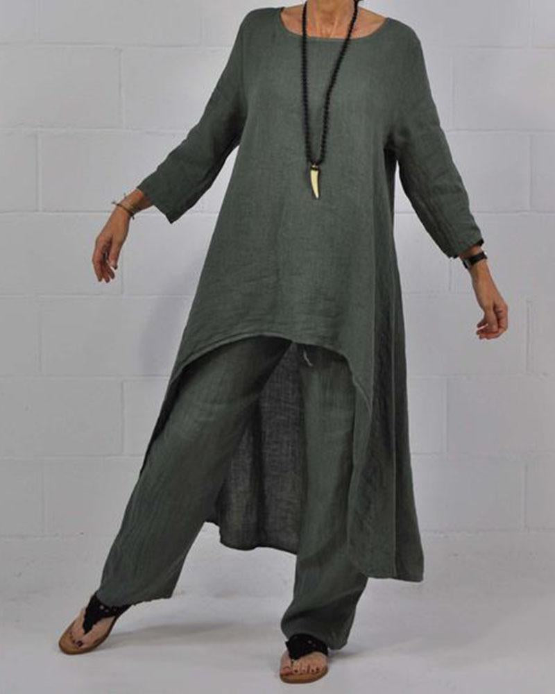 Cotton Linen Irregular Casual Suit