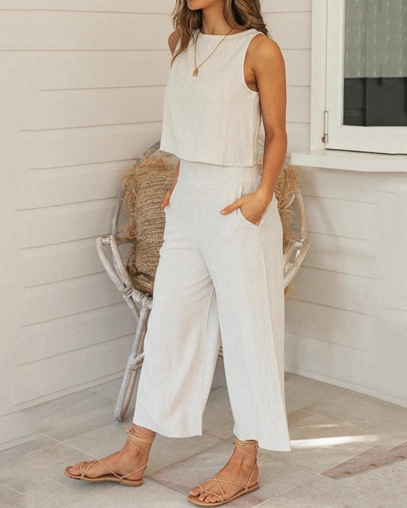 Casual Sleeveless Two Piece Suit