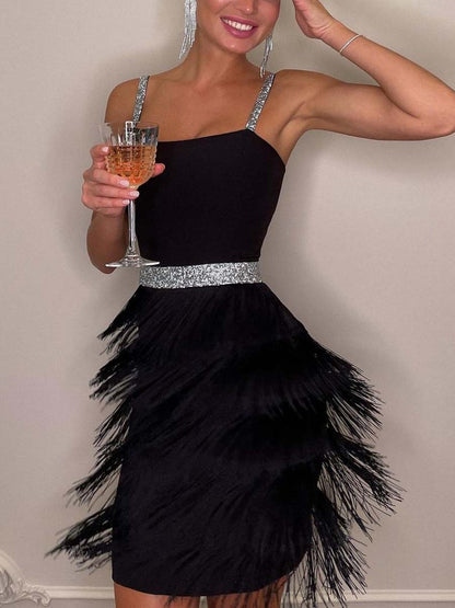 Simple and Fashionable Party Tassel Dress