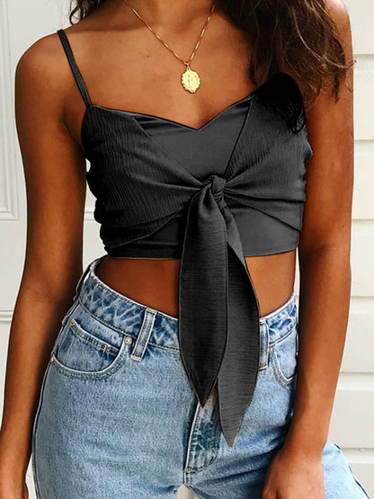Pure Color Sexy Tube Top Bow Tie Camisole