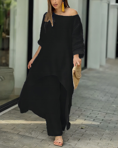 Solid Color Casual Two Piece Suit