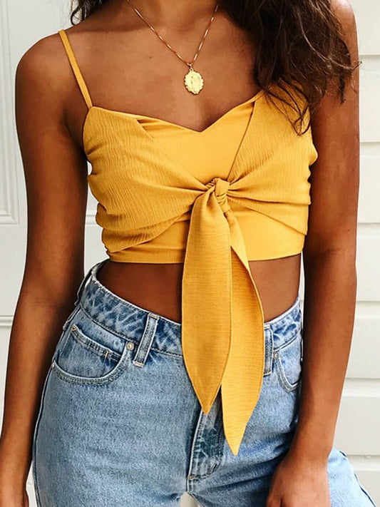 Pure Color Sexy Tube Top Bow Tie Camisole