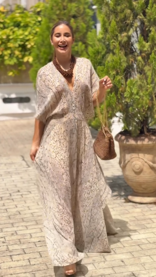 Breezy Patterned Kimono Sleeve Dress