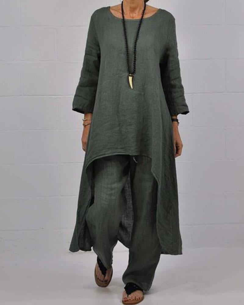 Cotton Linen Irregular Casual Suit