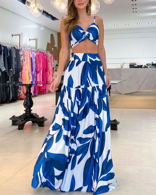 Resort Print Maxi Dress Suit