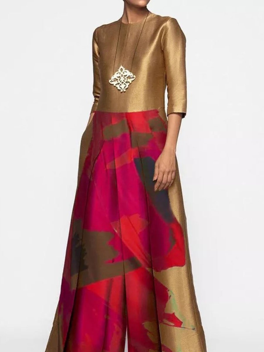 Contrast Print Jumpsuit