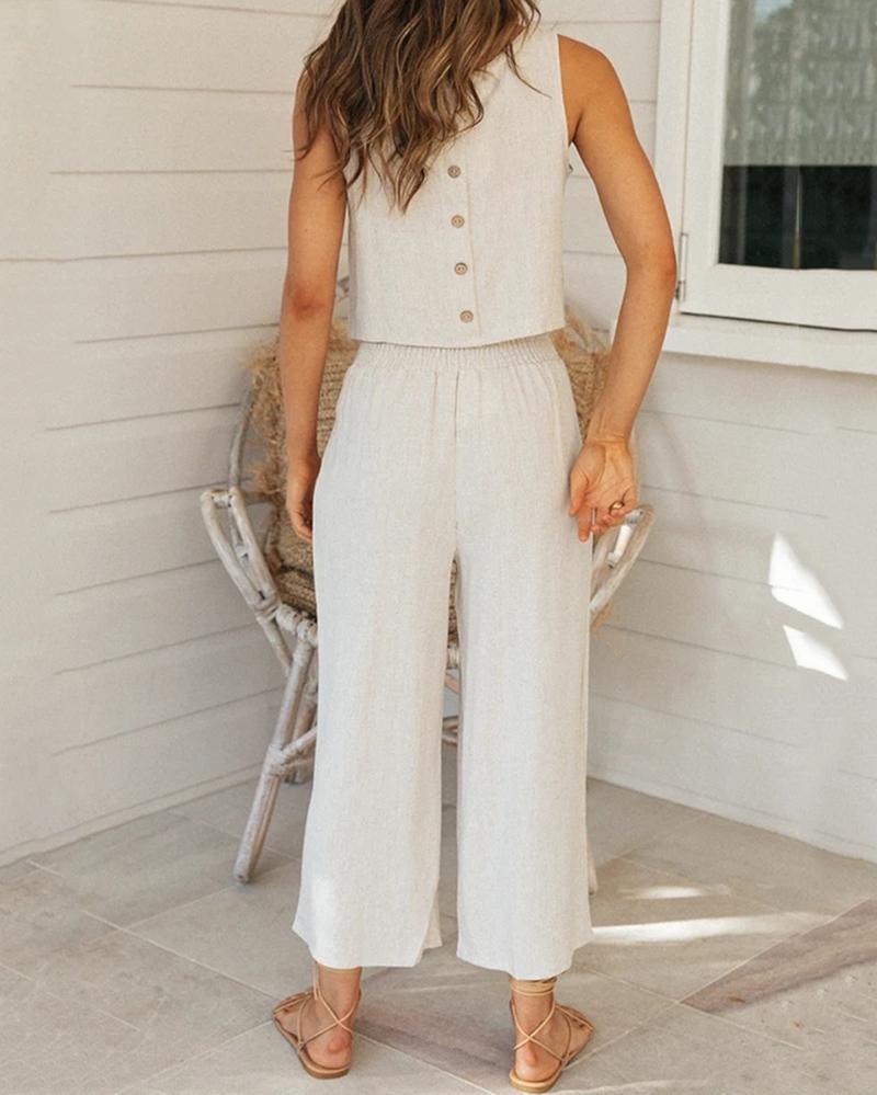 Casual Sleeveless Two Piece Suit