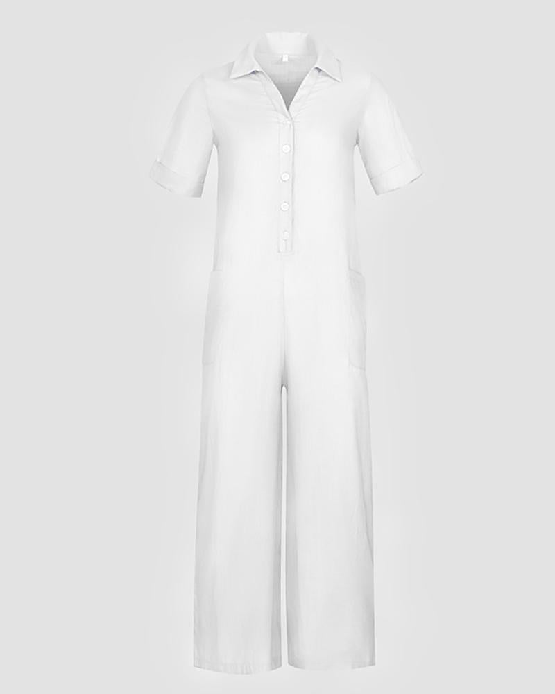 Casual jumpsuit with pockets and buttons