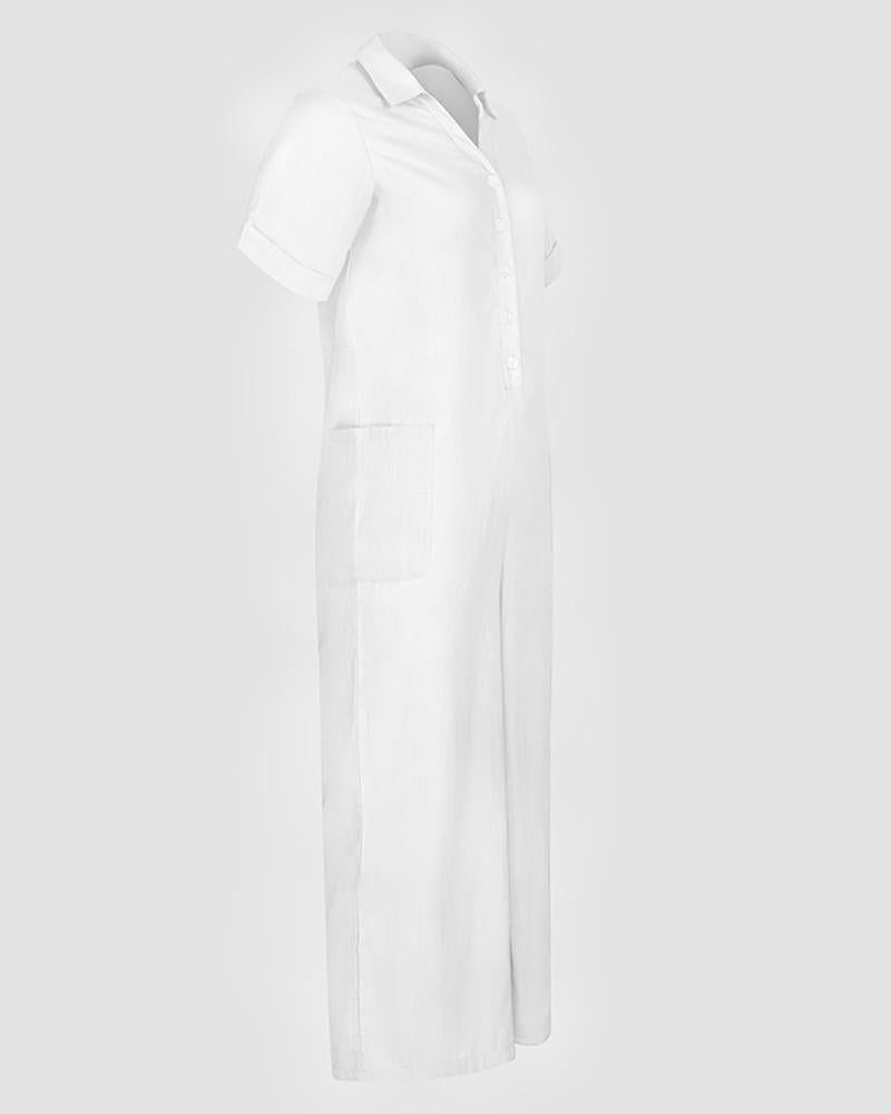 Casual jumpsuit with pockets and buttons