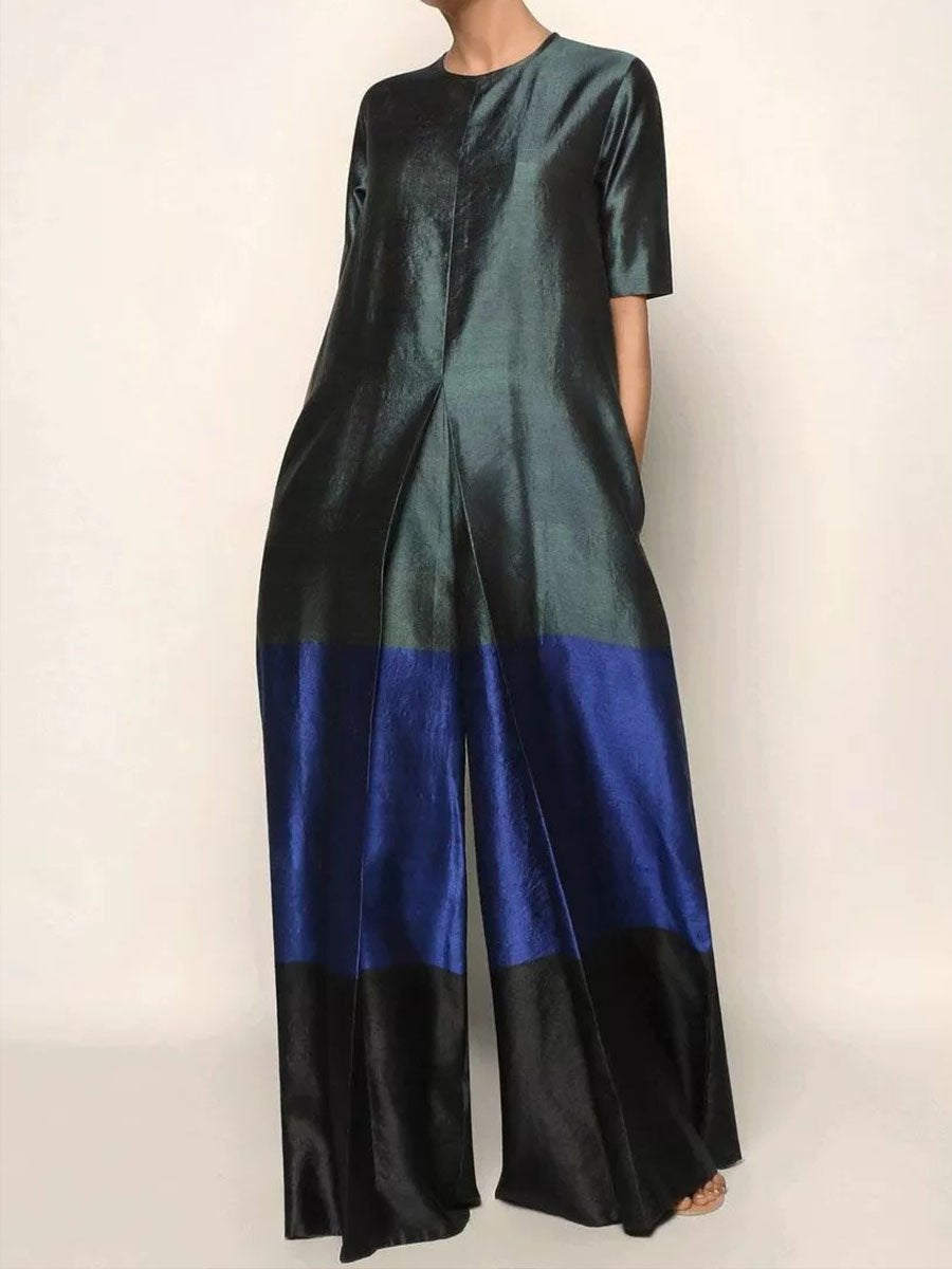 Contrast Printed Long Sleeved Jumpsuit
