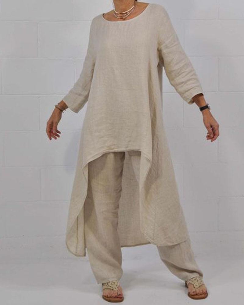 Cotton Linen Irregular Casual Suit
